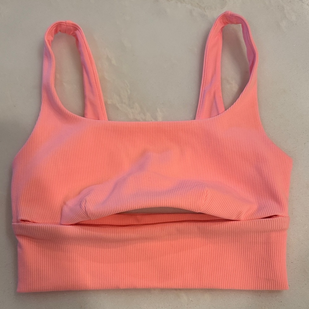 ALO Yoga Bright Pink Ribbed Sports Bra